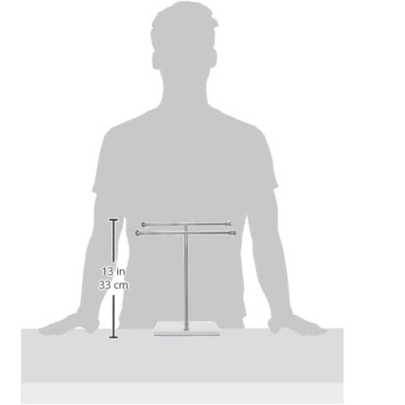 Double-T Hand Towel Holder and Accessories Jewelry Stand, Nickel/White - Picture 5 of 7